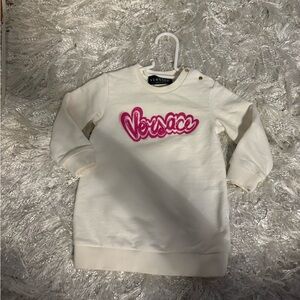 Versace Kids White Sweatshirt with Pink Logo